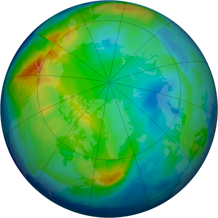 Arctic ozone map for 09 December 1992